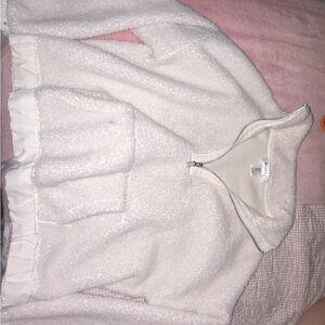 Women's White Fleece Pullover